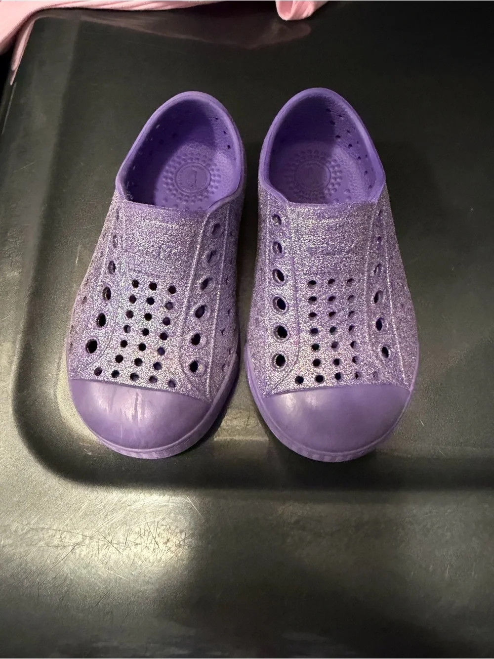 Kids Purple Slip-On Glitter Native shoes, size C6